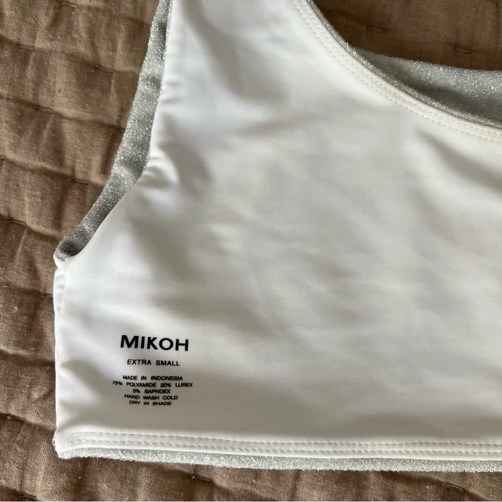 MIKOH Silver Shimmer Two Piece High Waist One Shoulder Bikini Set size XSmall_11